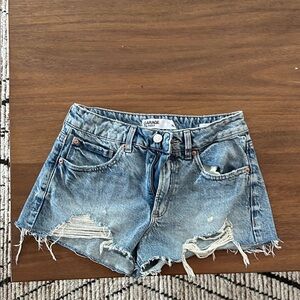 Garage Light Blue Ripped Jean Shorts